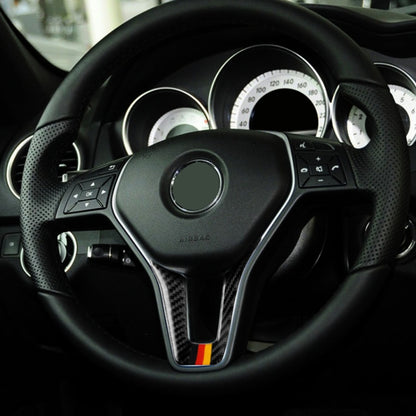รถธงเยอรมันคาร์บอนไฟเบอร์พวงมาลัยสติกเกอร์ตกแต่งสำหรับ Mercedes-Benz, Steering Wheel (German Flag)