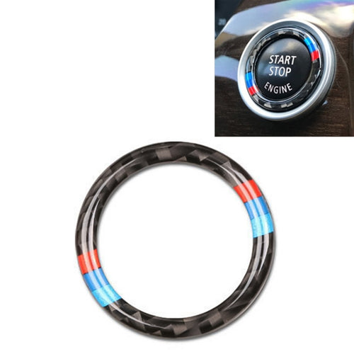 คาร์บอนไฟเบอร์รถยนต์นุ่มแผงเครื่องยนต์ Start Key PUSH ปุ่มแหวนตกแต่งสติกเกอร์สำหรับ BMW E90 / E92 / E93 2005-2012, Soft  Ring Trim Decorative Sticker