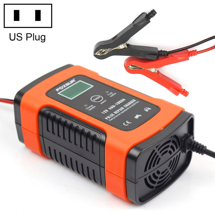 FOXSUR 12V 6A เครื่องชาร์จแบตเตอรี่อเนกประสงค์อัจฉริยะสำหรับรถยนต์รถจักรยานยนต์, ความยาว: 55 ซม., ปลั๊ก US, US Plug, US Plug (Yellow)