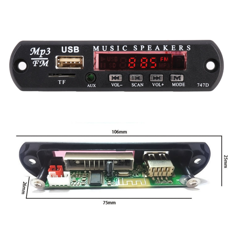 รถ 12V เสียงเครื่องเล่น MP3 ถอดรหัสคณะกรรมการวิทยุ FM TF USB 3.5 มม.AUX,ไม่มีบลูทูธและการบันทึก, without Bluetooth and Recording