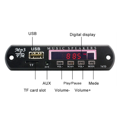 รถ 12V เสียงเครื่องเล่น MP3 ถอดรหัสคณะกรรมการวิทยุ FM TF USB 3.5 มม.AUX,ไม่มีบลูทูธและการบันทึก, without Bluetooth and Recording