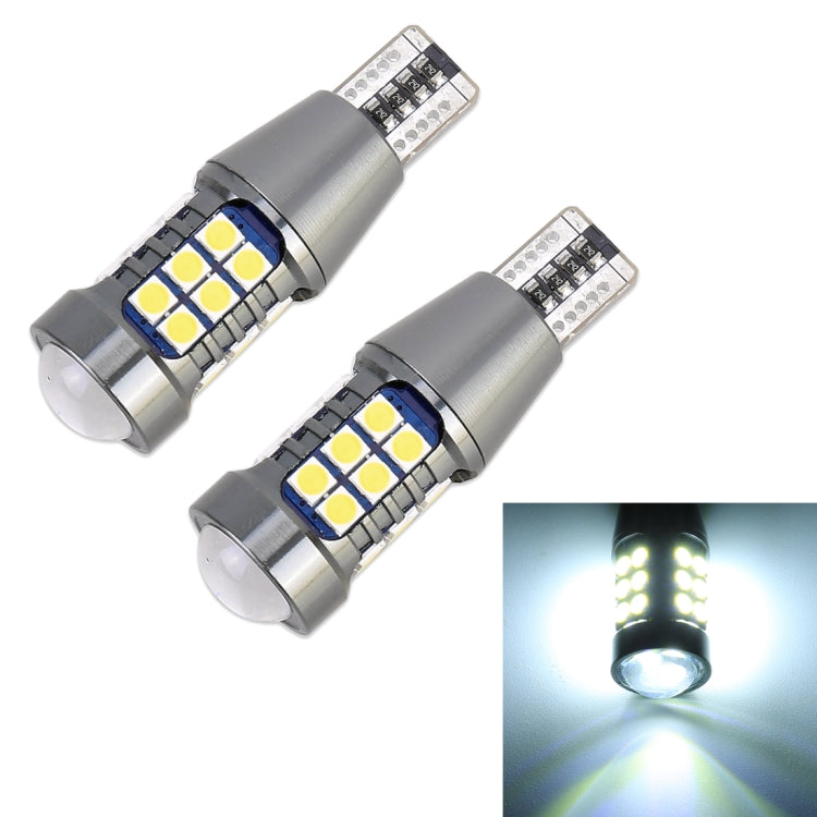 2 ชิ้น T15 DC9-16V / 7.5W / 6000K / 600LM รถยนต์ไฟถอยหลังอัตโนมัติ 27LEDs หลอดไฟ SMD-3030, T15 DC9-16V / 7.5W