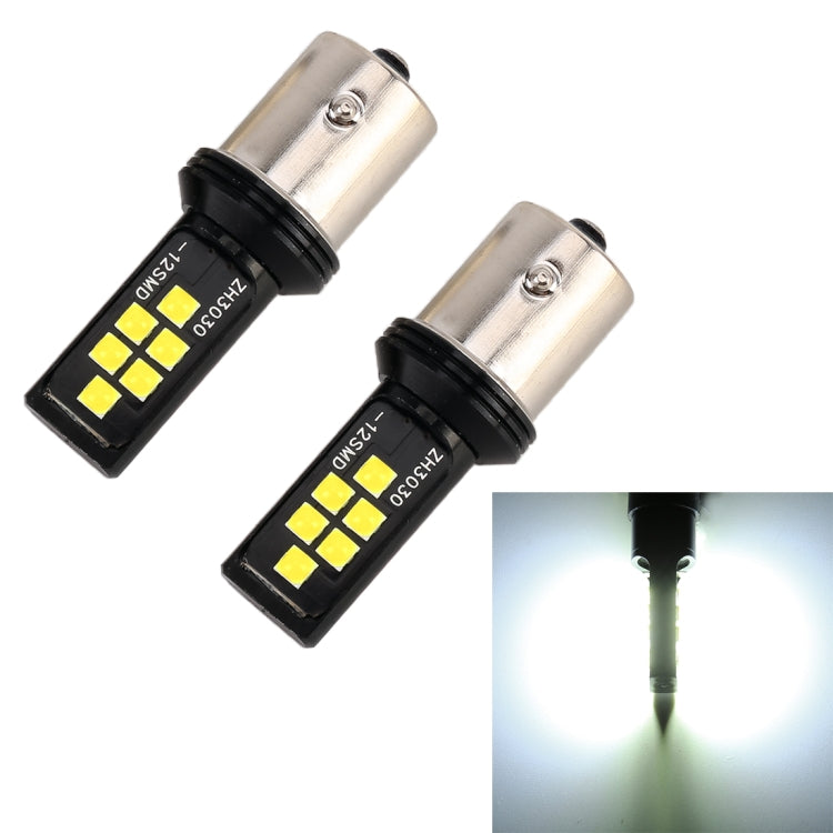 2 ชิ้น 1156 DC9-16V / 3.5W ไฟเลี้ยวรถอัตโนมัติ 12LEDs หลอดไฟ SMD-ZH3030 พร้อมกระแสไฟคงที่, 1156 (White Light), 1156