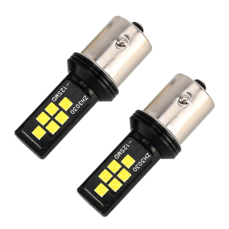 2 ชิ้น 1156 DC9-16V / 3.5W ไฟเลี้ยวรถอัตโนมัติ 12LEDs หลอดไฟ SMD-ZH3030 พร้อมกระแสไฟคงที่, 1156 (White Light), 1156