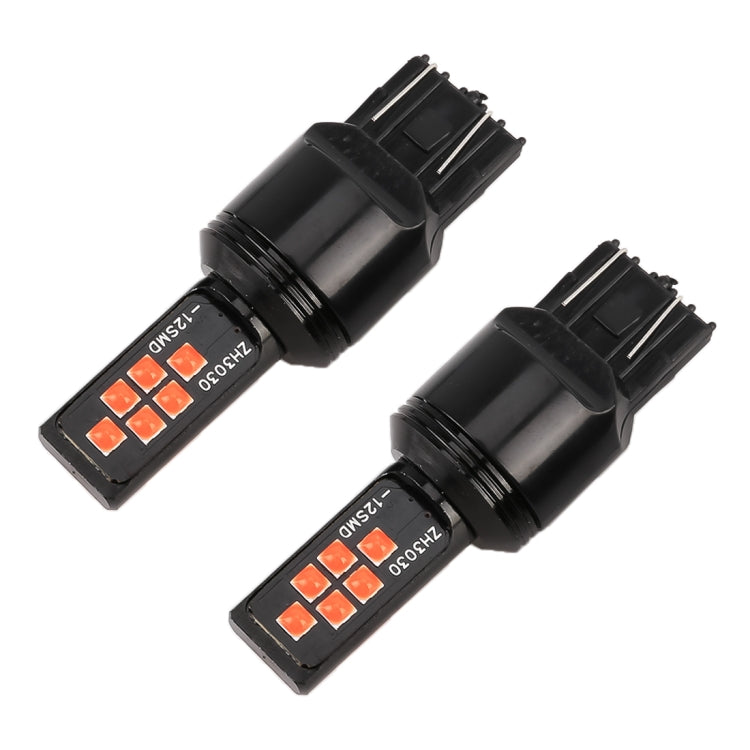 2 ชิ้น 7443 DC9-16V / 3.5W ไฟเบรกรถยนต์อัตโนมัติ 12LEDs หลอดไฟ SMD-ZH3030 พร้อมกระแสคงที่, 7443