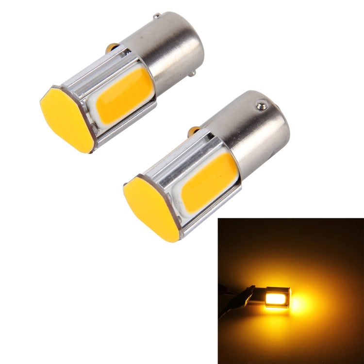 2 ชิ้น 1156/Ba15s 5W 4 ซัง LEDs รถ ไฟเลี้ยว, DC 12V, 1156+5W Yellow Light