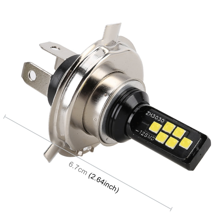 2 PCS H4 DC9-16V / 3.5W(H) 1.1W(L) / 6000K / 320LM ไฟตัดหมอกรถยนต์อัตโนมัติ 12LEDs หลอดไฟ SMD-ZH3030 พร้อมกระแสไฟคงที่, H4
