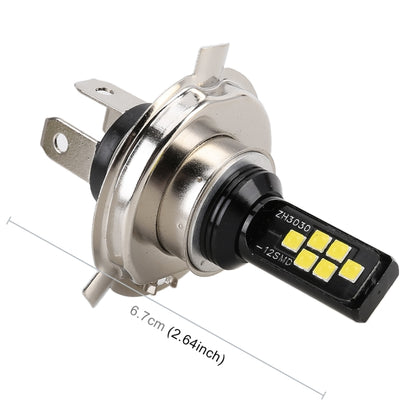 2 PCS H4 DC9-16V / 3.5W(H) 1.1W(L) / 6000K / 320LM ไฟตัดหมอกรถยนต์อัตโนมัติ 12LEDs หลอดไฟ SMD-ZH3030 พร้อมกระแสไฟคงที่, H4
