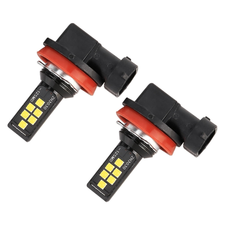 2 ชิ้น H11 DC9-16V / 3.5W / 6000K / 320LM ไฟตัดหมอกรถยนต์อัตโนมัติ 12LEDs หลอดไฟ SMD-ZH3030 พร้อมกระแสไฟคงที่, H11