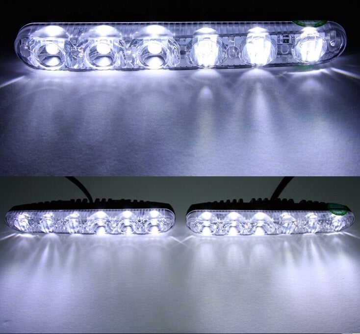 2 ชิ้น LD-006 5730-6SMD 12W 1200LM 7000K แสงสีขาวไฟวิ่งกลางวัน DC 12V, White Light+12W 1200LM/7000K