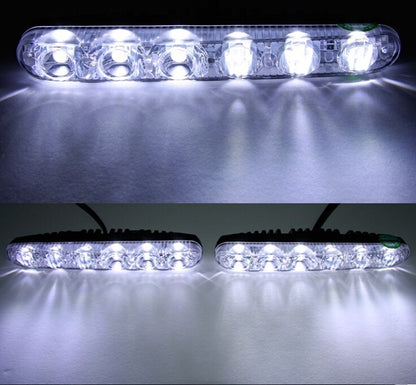 2 ชิ้น LD-006 5730-6SMD 12W 1200LM 7000K แสงสีขาวไฟวิ่งกลางวัน DC 12V, White Light+12W 1200LM/7000K