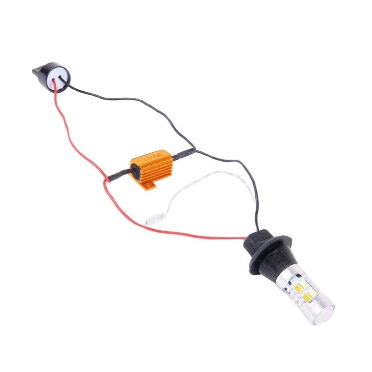 2 ชิ้น T20/7440 10 วัตต์ 1000LM 6000K สีขาว + สีเหลืองแสง DRL และไฟเลี้ยวพร้อมหลอดไฟ LED SMD-5730 20 ดวง DC 12-24V, T20 20 SMD-5730-LED Lamps