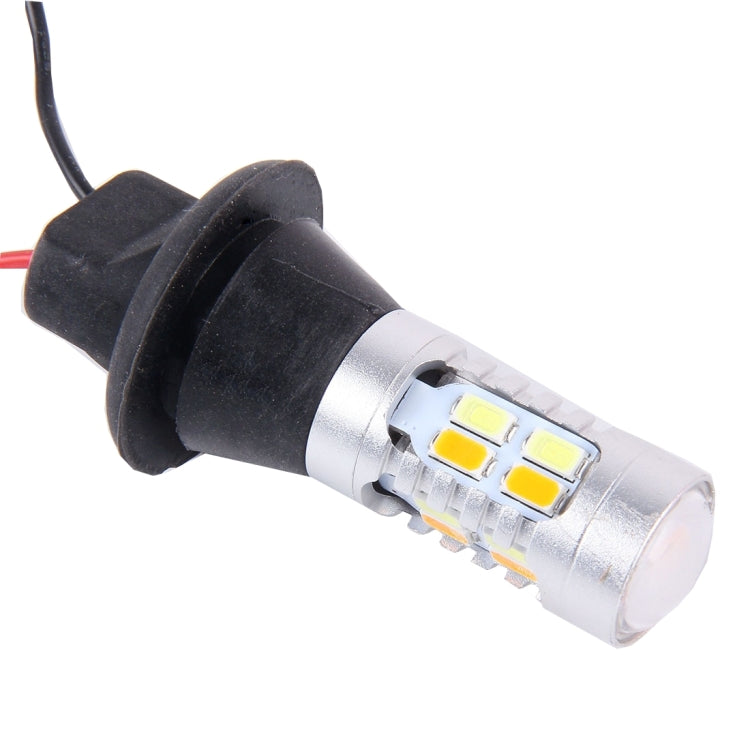 2 ชิ้น T20/7440 10 วัตต์ 1000LM 6000K สีขาว + สีเหลืองแสง DRL และไฟเลี้ยวพร้อมหลอดไฟ LED SMD-5730 20 ดวง DC 12-24V, T20 20 SMD-5730-LED Lamps