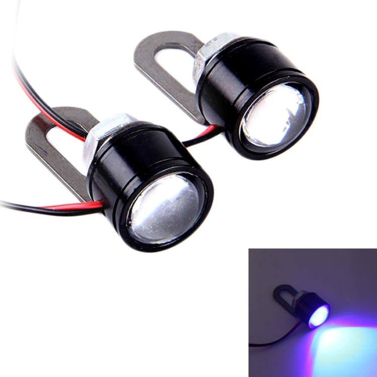 2 ชิ้น 12 โวลต์ 3 วัตต์แสงสีฟ้า Eagle Eyes LED แสงแฟลชสำหรับรถจักรยานยนต์ ความยาวสายไฟ: 90 ซม., Wire Length: 90cm