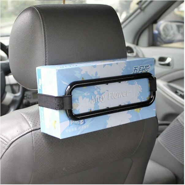 YQ-098 ที่ใส่กล่องกระดาษทิชชู่แบบแขวนสำหรับรถยนต์,สีดำ, Car Hanging Tissue Box