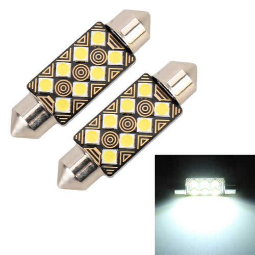 2 ชิ้น 39 มิลลิเมตร DC12V / 1.5 วัตต์ / 6000K / 110LM 8LEDs SMD-3030 รถโคมไฟอ่านหนังสือโดมแสงพร้อมตัวถอดรหัส, 39mm