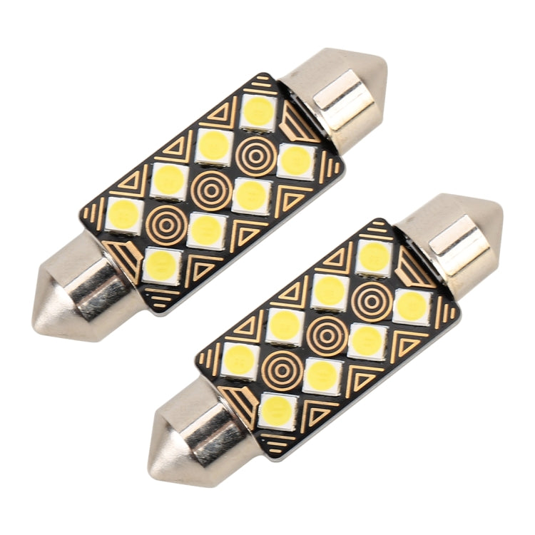2 ชิ้น 39 มิลลิเมตร DC12V / 1.5 วัตต์ / 6000K / 110LM 8LEDs SMD-3030 รถโคมไฟอ่านหนังสือโดมแสงพร้อมตัวถอดรหัส, 39mm