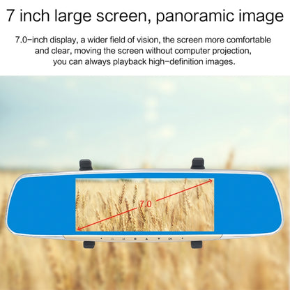 V100 หน้าจอสัมผัส LCD ขนาด 7 นิ้วเครื่องบันทึกภาพกระจกมองหลังพร้อมกล้องแยก, การดูมุมกว้าง 170 องศา, รองรับการมองเห็นตอนกลางคืน / วิดีโอวนซ้ำ / การตรวจจับการเคลื่อนไหว / G-Sensor / การ์ด TF, 7 inch