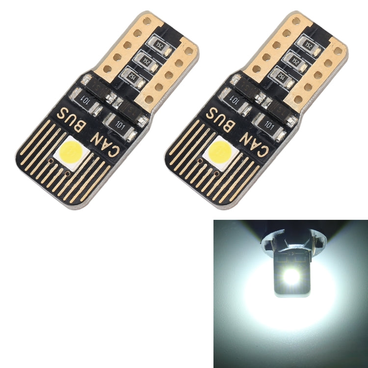 2 ชิ้น T10 / W5W / 168/194 DC12V / 1.3W / 6000K / 110LM 2LEDs ไฟ LED กวาดล้างรถ SMD-3030 พร้อมตัวถอดรหัส, 2LEDs SMD-3030