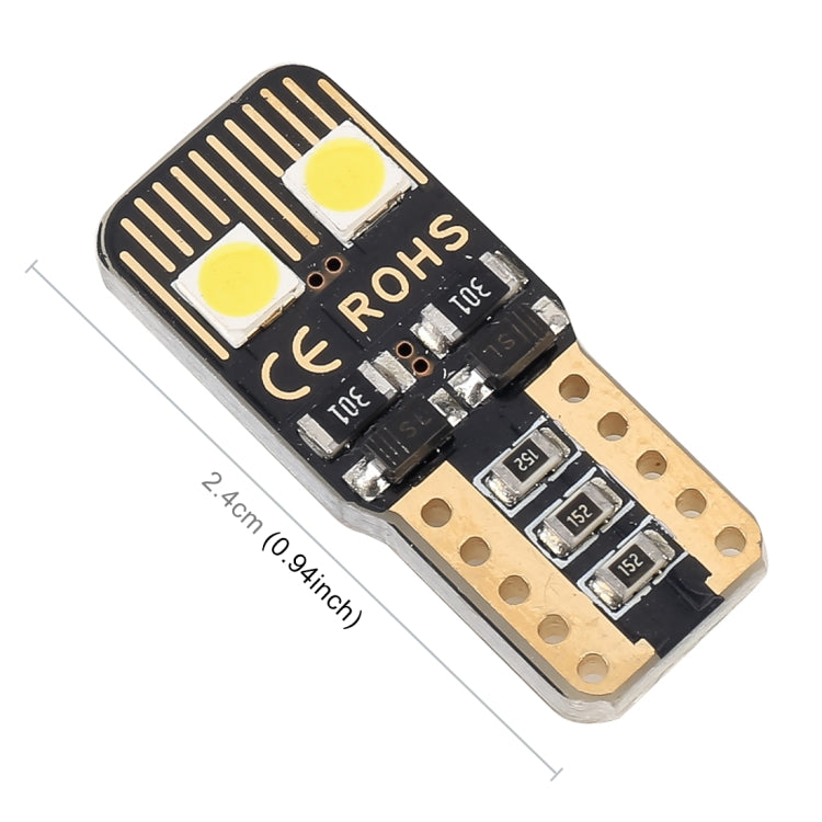 2 ชิ้น T10 / W5W / 168/194 DC12V / 1.6W / 6000K / 130LM 4LEDs ไฟ LED กวาดล้างรถ SMD-3030 พร้อมตัวถอดรหัส, 4LEDs SMD-3030