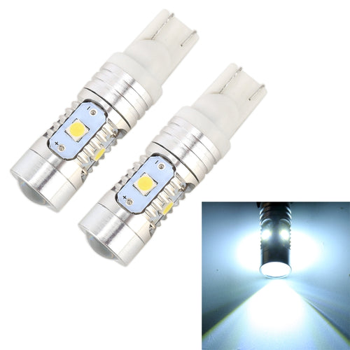 2 ชิ้น T10 / W5W / 168/194 DC12V / 4.5W / 6000K / 360LM 6LEDs SMD-3030 ไฟกวาดล้างรถยนต์พร้อมไฟเลนส์โปรเจคเตอร์, 6LEDs SMD-3030 , with Projector Lens Light