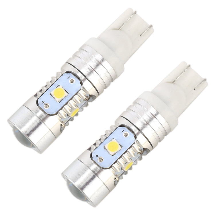 2 ชิ้น T10 / W5W / 168/194 DC12V / 4.5W / 6000K / 360LM 6LEDs SMD-3030 ไฟกวาดล้างรถยนต์พร้อมไฟเลนส์โปรเจคเตอร์, 6LEDs SMD-3030 , with Projector Lens Light