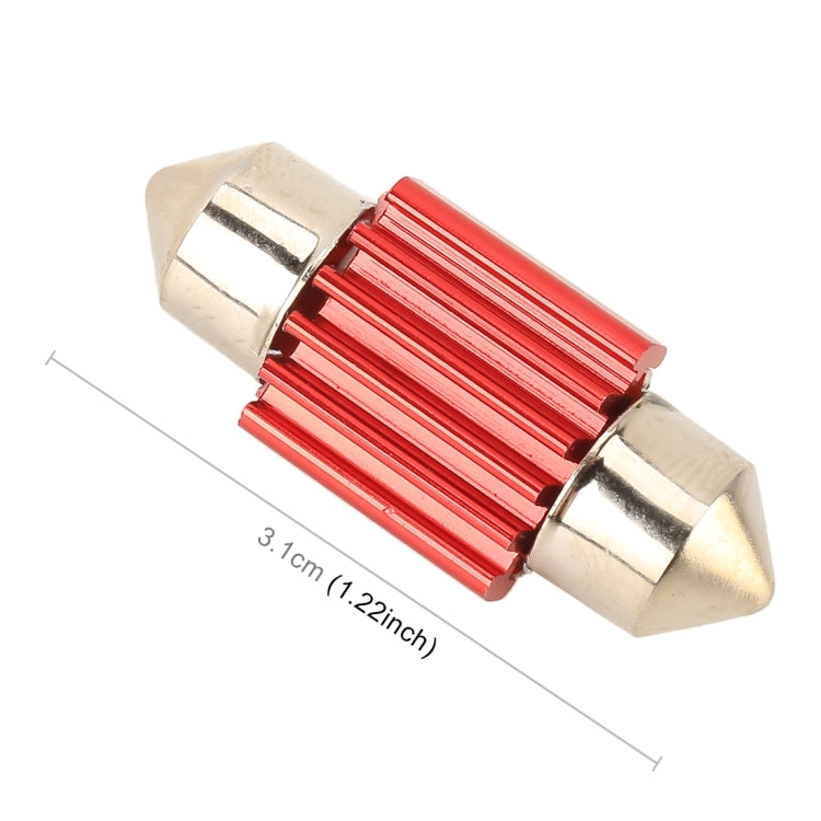 2 ชิ้น 31 มม. DC12V / 1.6W / 6000K / 130LM 4LEDs SMD-3030 โคมไฟอ่านหนังสือในรถยนต์, 31mm