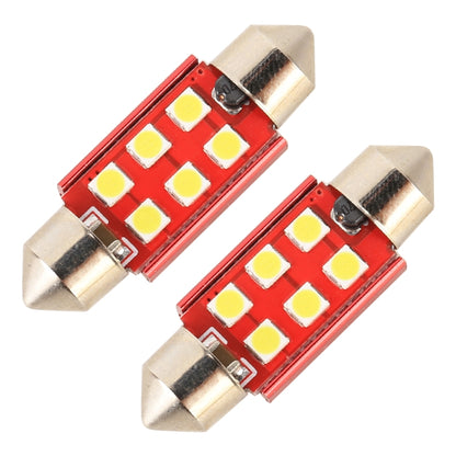 2 ชิ้น 36 มิลลิเมตร DC12V / 2.2 วัตต์ / 6000K / 180LM 6LEDs SMD-3030 โคมไฟอ่านหนังสือในรถยนต์, 36mm