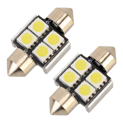 10 ชิ้น 31 มม. DC12V / 2W / 7000K / 80LM 4LEDs SMD-5050 โคมไฟอ่านหนังสือในรถยนต์, 31mm, 4LEDs SMD-5050