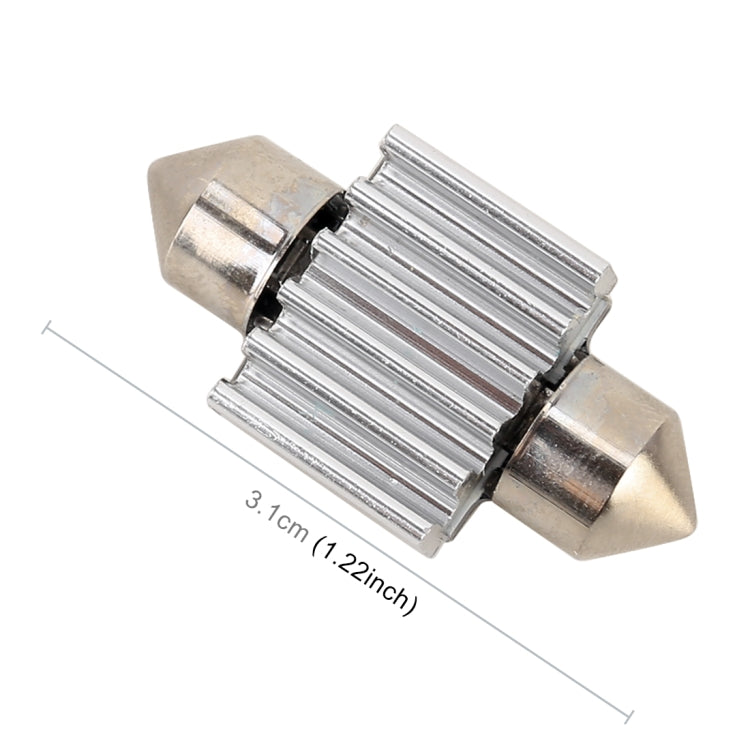 10 ชิ้น 31 มม. DC12V / 2W / 7000K / 80LM 4LEDs SMD-5050 โคมไฟอ่านหนังสือในรถยนต์, 31mm, 4LEDs SMD-5050