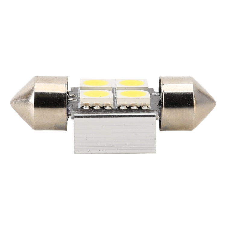 10 ชิ้น 31 มม. DC12V / 2W / 7000K / 80LM 4LEDs SMD-5050 โคมไฟอ่านหนังสือในรถยนต์, 31mm, 4LEDs SMD-5050