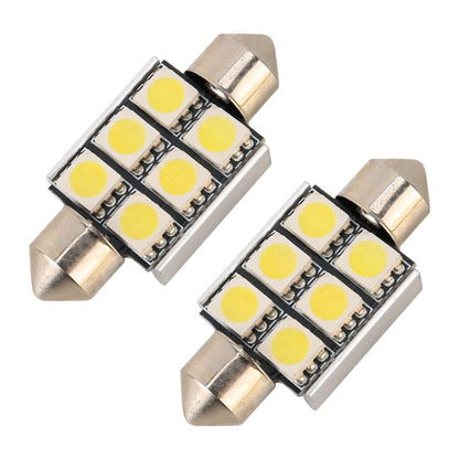10 ชิ้น 36 มม. DC12V / 2W / 7000K / 80LM 6LEDs SMD-5050 โคมไฟอ่านหนังสือในรถยนต์, 36mm, 6LEDs SMD-5050