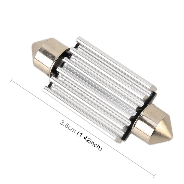 10 ชิ้น 36 มม. DC12V / 2W / 7000K / 80LM 6LEDs SMD-5050 โคมไฟอ่านหนังสือในรถยนต์, 36mm, 6LEDs SMD-5050