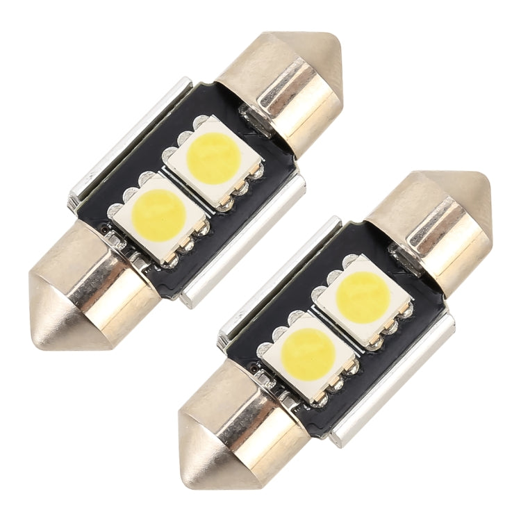 10 ชิ้น 31 มม. DC12V / 1.7W / 7000K / 70LM 2LEDs SMD-5050 โคมไฟอ่านหนังสือในรถยนต์, 31mm, 2LEDs SMD-5050