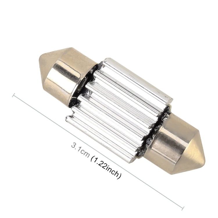 10 ชิ้น 31 มม. DC12V / 1.7W / 7000K / 70LM 2LEDs SMD-5050 โคมไฟอ่านหนังสือในรถยนต์, 31mm, 2LEDs SMD-5050