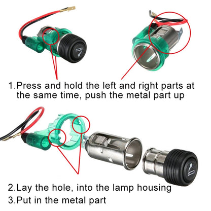 รถยนต์ 10A 12V ไฟแช็กบุหรี่มาตรฐานยุโรปพร้อมไฟ