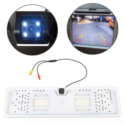 JX-9488 720x540 พิกเซลที่มีประสิทธิภาพ NTSC 60HZ CMOS II กล้องมองหลังรถยนต์กันน้ำแบบสากลพร้อม 2W 80LM 5000K แสงสีขาวหลอดไฟ 4LED, DC 12V, ความยาวสายไฟ: 4 ม., White, Silver