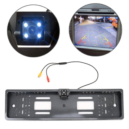 JX-9488 720x540 พิกเซลที่มีประสิทธิภาพ NTSC 60HZ CMOS II สากลกันน้ำรถยนต์คาร์บอนไฟเบอร์กล้องมองหลังสำรองที่มี 2W 80LM 5000K แสงสีขาว 4LED โคมไฟ, DC 12V, ความยาวสายไฟ: 4 เมตร, Black (Carbon Fiber )