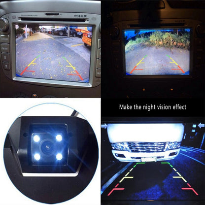 JX-9488 720x540 พิกเซลที่มีประสิทธิภาพ NTSC 60HZ CMOS II สากลกันน้ำรถยนต์คาร์บอนไฟเบอร์กล้องมองหลังสำรองที่มี 2W 80LM 5000K แสงสีขาว 4LED โคมไฟ, DC 12V, ความยาวสายไฟ: 4 เมตร, Black (Carbon Fiber )