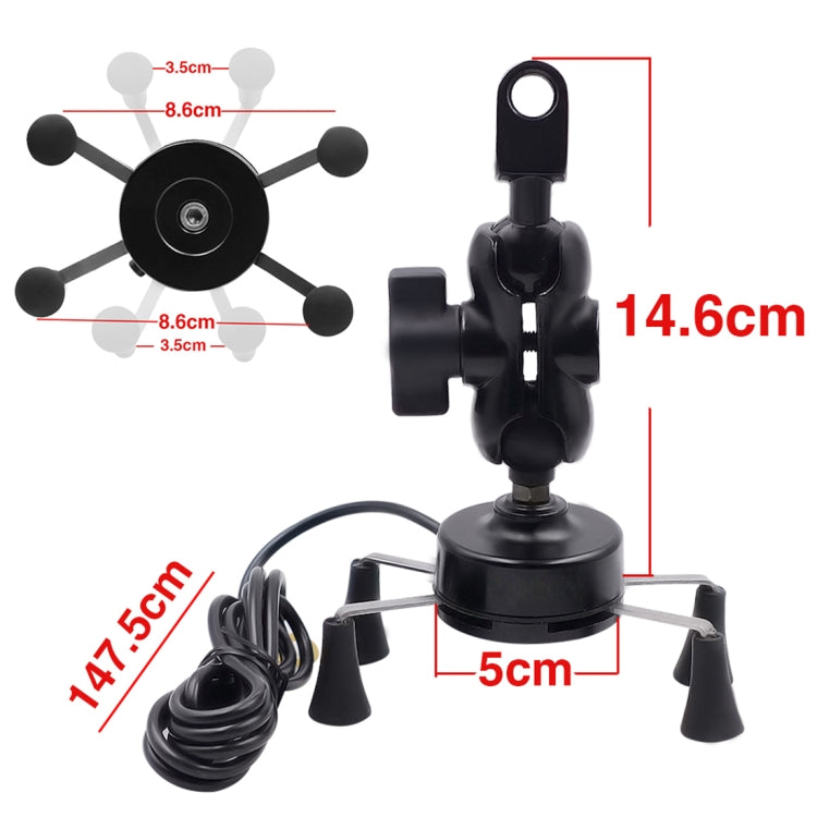 รถจักรยานยนต์ X รูปร่างอลูมิเนียมอัลลอยด์โทรศัพท์ 5V 2.1A เครื่องชาร์จโทรศัพท์, CS-416A3