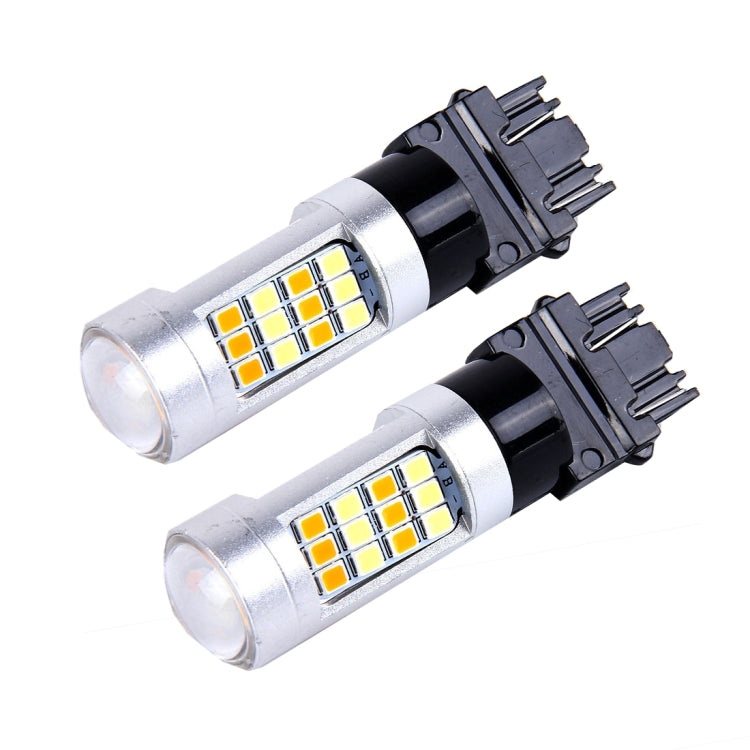 2 ชิ้น T25/3157 10 วัตต์ 1000 LM 6000K ไฟเลี้ยวสีขาว + เหลืองพร้อมหลอดไฟ LED SMD-2835-LED 42 ดวงและเลนกระแสตรง 12-24V, T25 with 42 SMD-2835-LED Lamps