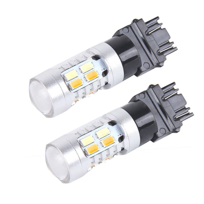 2 ชิ้น T25/3157 10W 1000 LM 6000K ไฟเลี้ยวสีขาว + เหลืองพร้อมหลอดไฟ LED SMD-5730-20 และเลนกระแสตรง 12-24V, T25 with 20 SMD-5730-LED Lamps