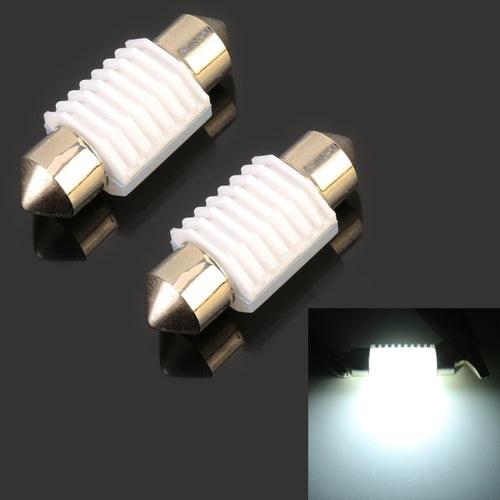 2 ชิ้น 31 มม. DC12V 1.7W 6000K 135LM 2LEDs SMD-3030 โคมไฟอ่านหนังสือรถยนต์พร้อมตัวถอดรหัส, 31mm, with Decoder