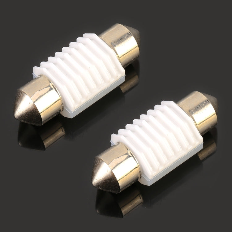 2 ชิ้น 31 มม. DC12V 1.7W 6000K 135LM 2LEDs SMD-3030 โคมไฟอ่านหนังสือรถยนต์พร้อมตัวถอดรหัส, 31mm, with Decoder