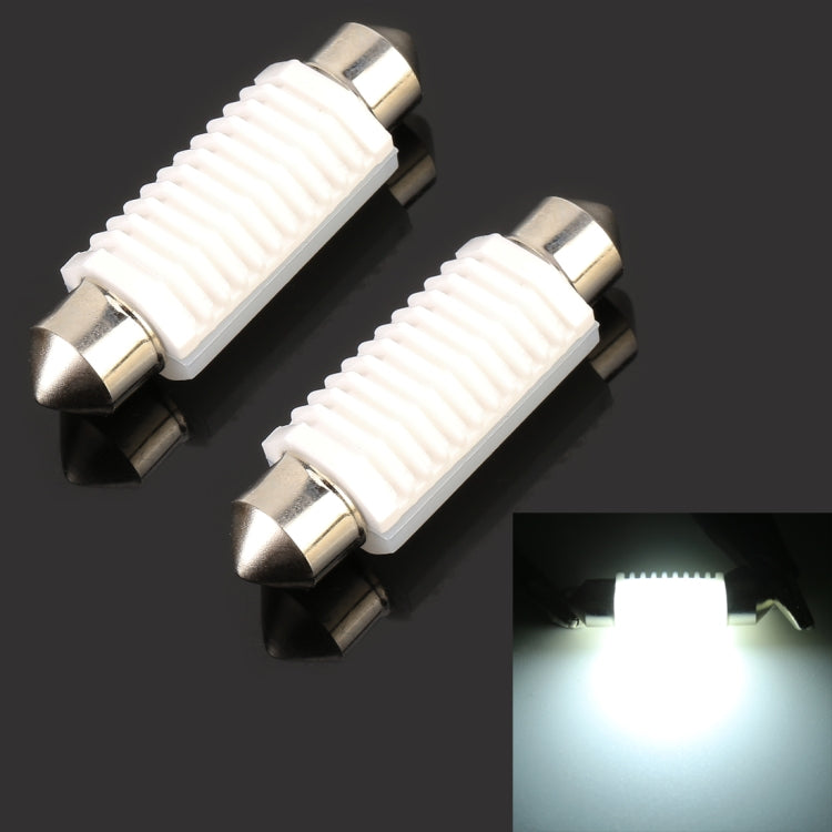 2 ชิ้น 41 มม. DC12V 1.7W 6000K 135LM 2LEDs SMD-3030 โคมไฟอ่านหนังสือรถยนต์พร้อมตัวถอดรหัส, 41mm, with Decoder