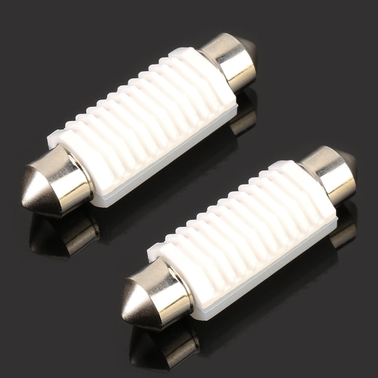 2 ชิ้น 41 มม. DC12V 1.7W 6000K 135LM 2LEDs SMD-3030 โคมไฟอ่านหนังสือรถยนต์พร้อมตัวถอดรหัส, 41mm, with Decoder
