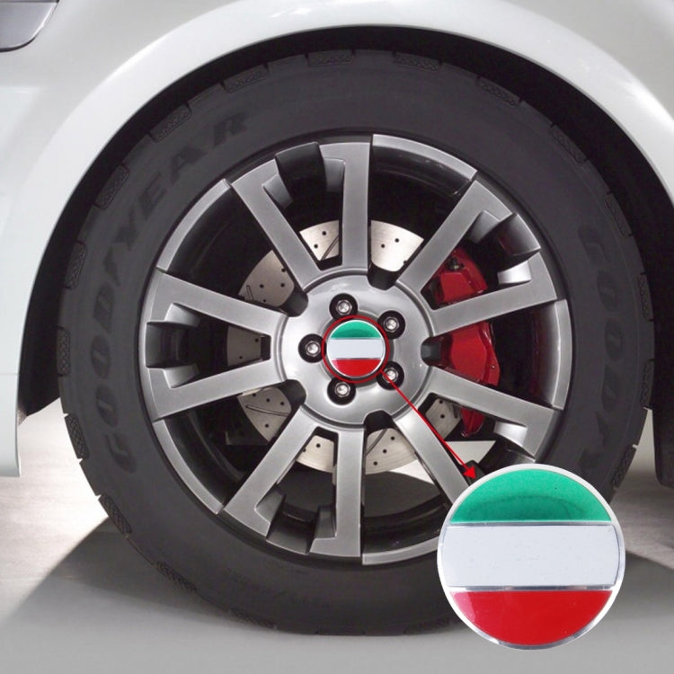 4 ชิ้นอิตาลีธงโลหะรถสติ๊กเกอร์ดุมล้อหมวกศูนย์ปกตกแต่ง, Italy Flag