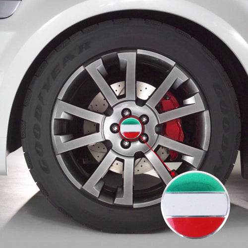 4 ชิ้นอิตาลีธงโลหะรถสติ๊กเกอร์ดุมล้อหมวกศูนย์ปกตกแต่ง, Italy Flag