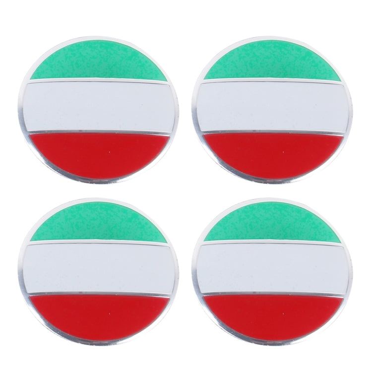 4 ชิ้นอิตาลีธงโลหะรถสติ๊กเกอร์ดุมล้อหมวกศูนย์ปกตกแต่ง, Italy Flag