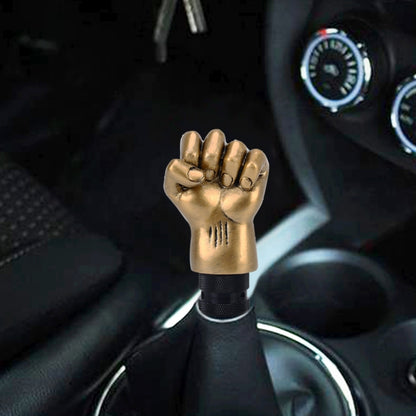 Universal Fist Shape อลูมิเนียมด้วยตนเองหรือเกียร์อัตโนมัติ SHIFT KNOB ใช้งานร่วมกับยางสามครอบคลุม Fit สำหรับรถทั้งหมด, Gold